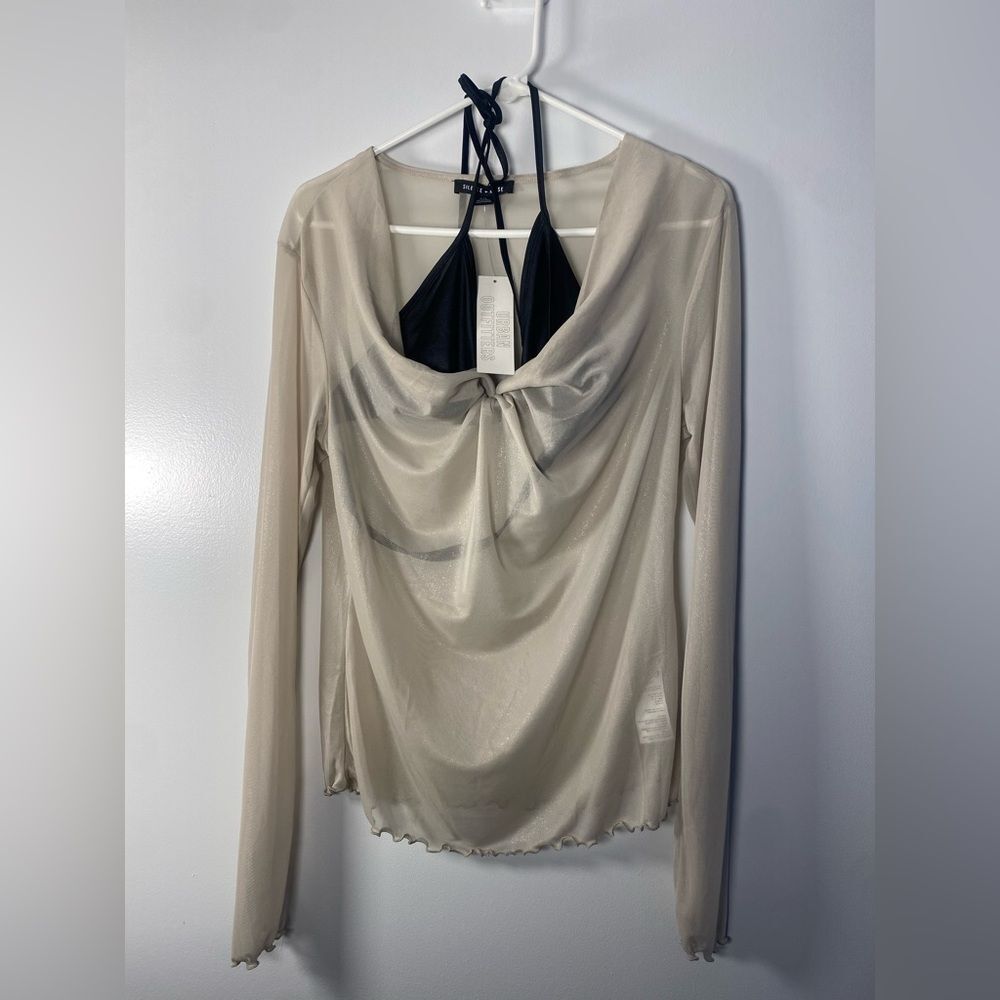 Brand new with tags! Urban Outfitters Silence + Noise Drape Front Blouse tan